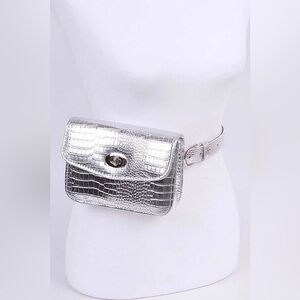 Silver Vegan Leather Belt Bag